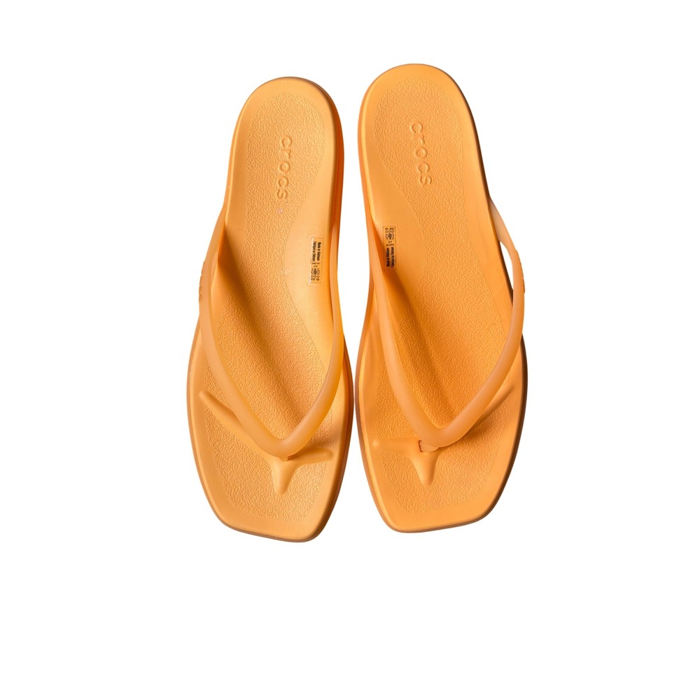 Crocs Brooklyn Flip Sandals Orange Square Toe Thong Slides Womens 10